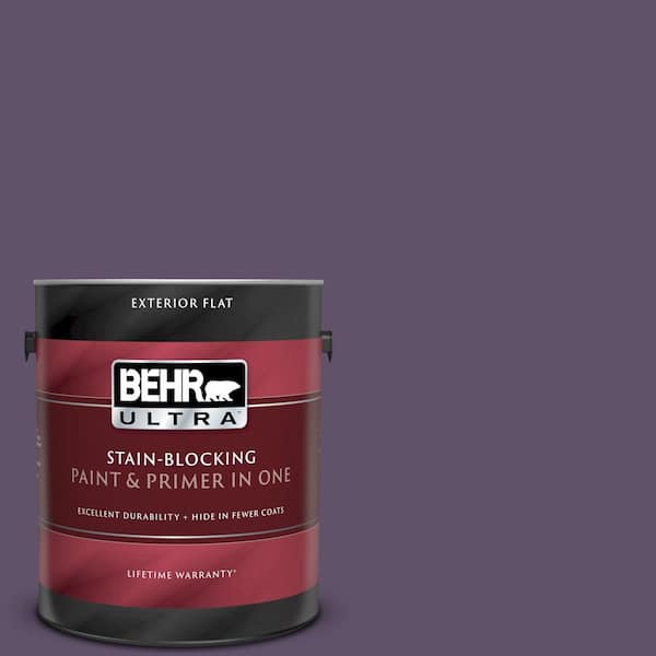 BEHR ULTRA 1 gal. #UL250-21 Darkest Grape Flat Exterior Paint and Primer in One