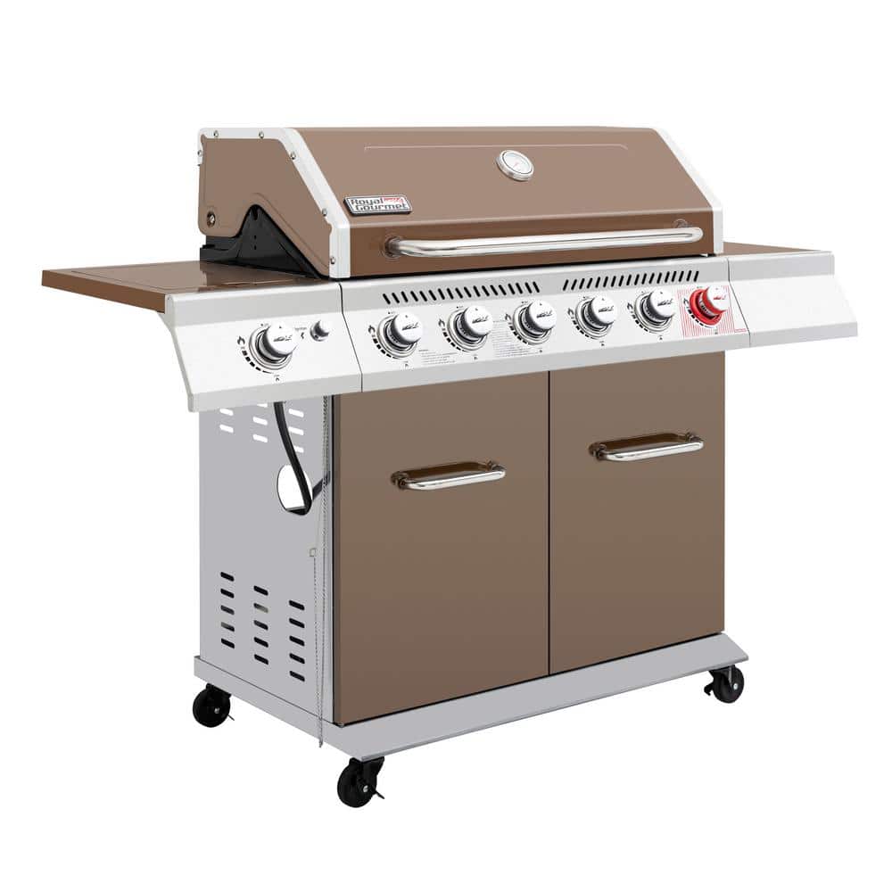 Royal Gourmet 6-Burner Coffee Stainless Steel Propane Gas Grill with Side Burner
