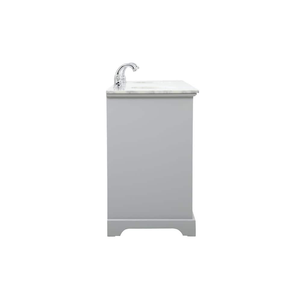 Gray Double Freestanding Solid Wood Bathroom Vanity with Marble Top