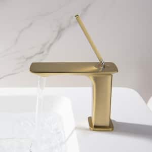 Aosspys Single-Handle Single-Hole Bathroom Faucet in Brushed Gold