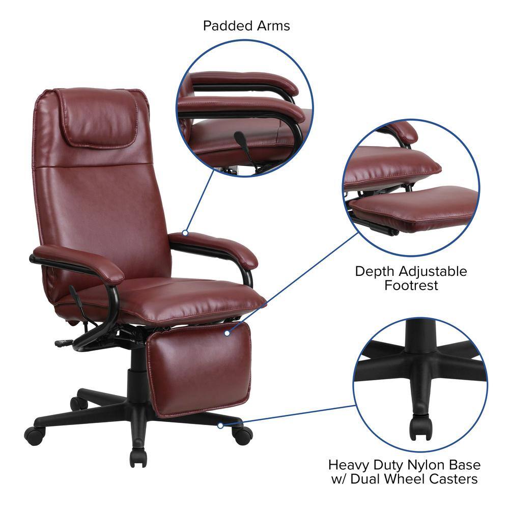 Burgundy High-Back LeatherSoft Swivel Executive Chair with Footrest
