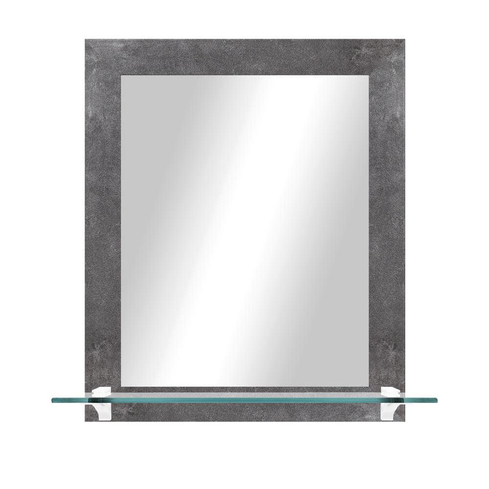 21.5 in. W x 25.5 in. H Rectangular Framed Concrete Vertical Wall Mirror wi