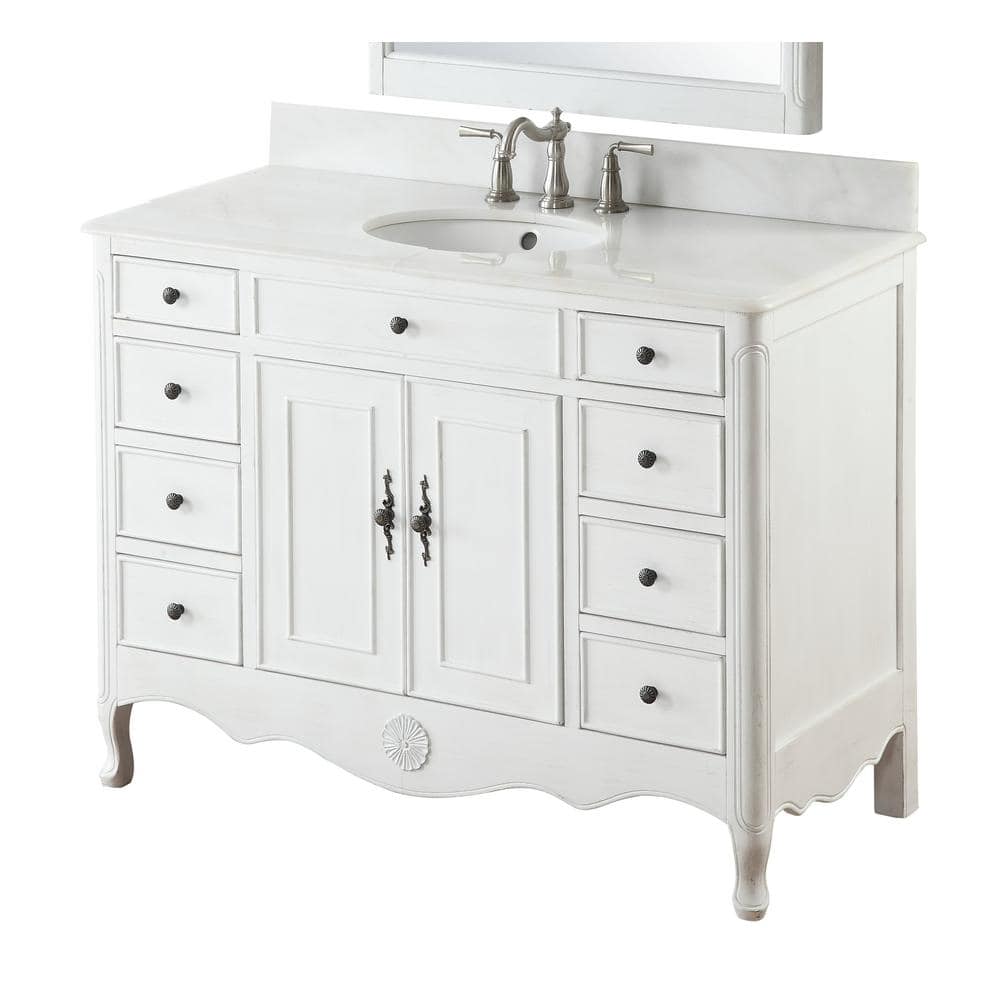 Fayetteville 46.5 in. W x 21 in. D x 35 in. H Bath Vanity in Distressed Whi