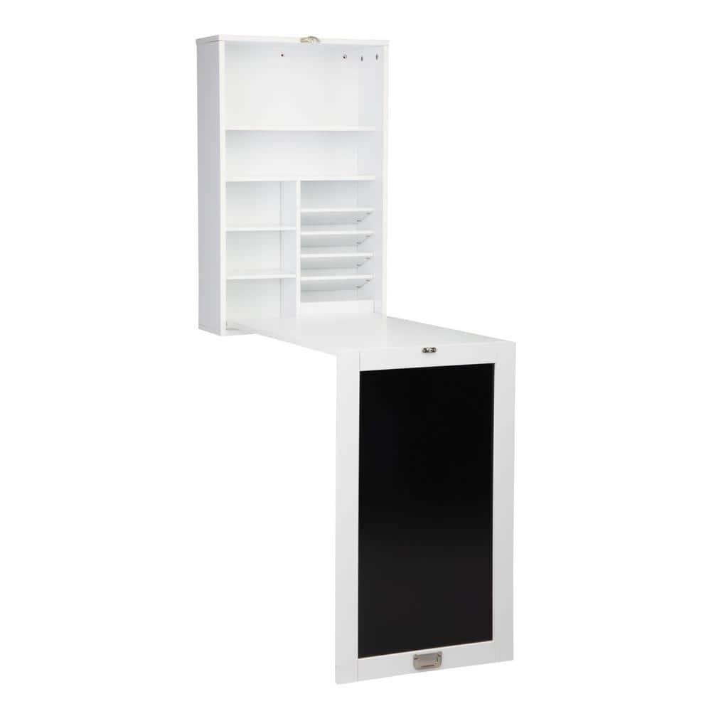 19.68 in. Rectangle White MDF 5 Opening Shelves Floating Desk With Folding Function price history on PriceWatchPro
