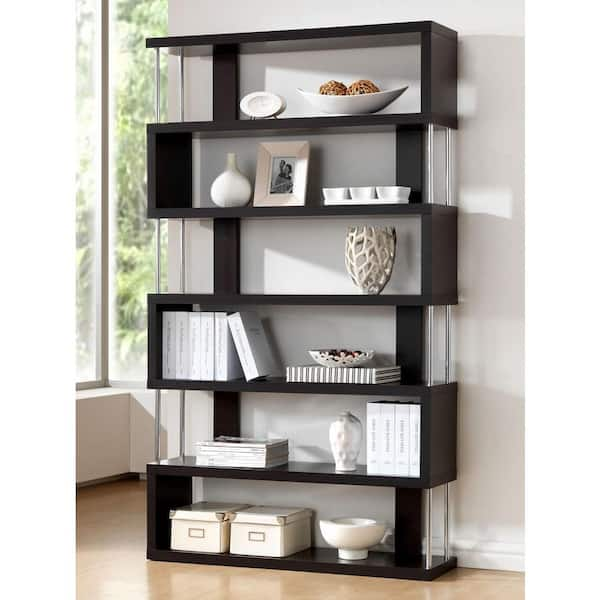 Homcom 75.5h Bookcase 6 Shelf S-shaped Bookshelf Wooden Storage