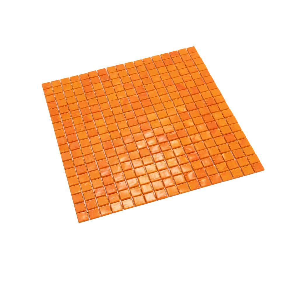 Skosh 11.6" x 11.6" Glossy Orange Glass Mosaic Tile