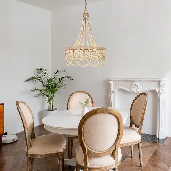Uolfin Modern Farmhouse Empire Beaded Chandelier, 3-Light