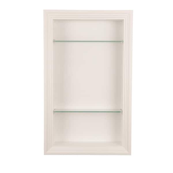 WG Wood Products 3.5 in. x 15.5 in. x 27.5 in. Nantucket White Enamel Wood Recessed Wall Niche