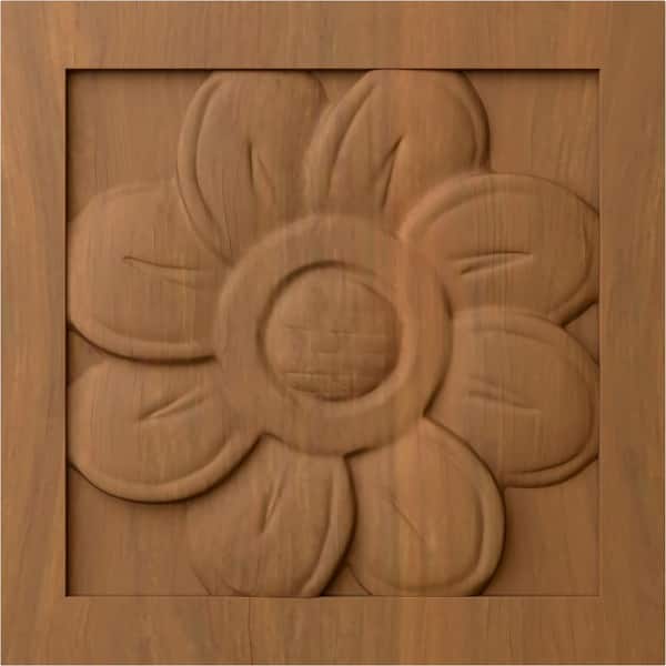 Ekena Millwork 3/4 in. x 3-1/2 in. x 3-1/2 in. Unfinished Wood Cherry Medium Sunflower Rosette