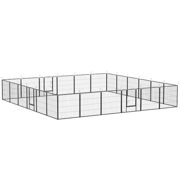 Dog Playpen 24 Panel 31.5 in. Height for Small and Medium Dogs, Dog Fence with Lockable Door, DIY Shape Pet Playpen