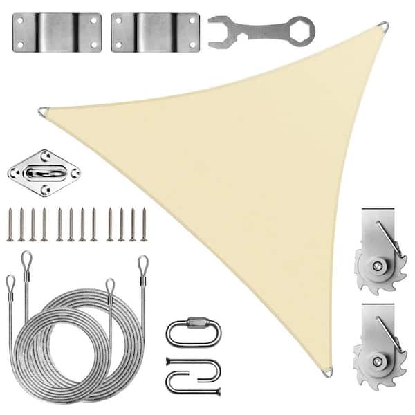 Pro Ring 20 ft. x 20 ft. x 20 ft. Triangle Sun Shade Sail with Hardware TAWAL-Beige