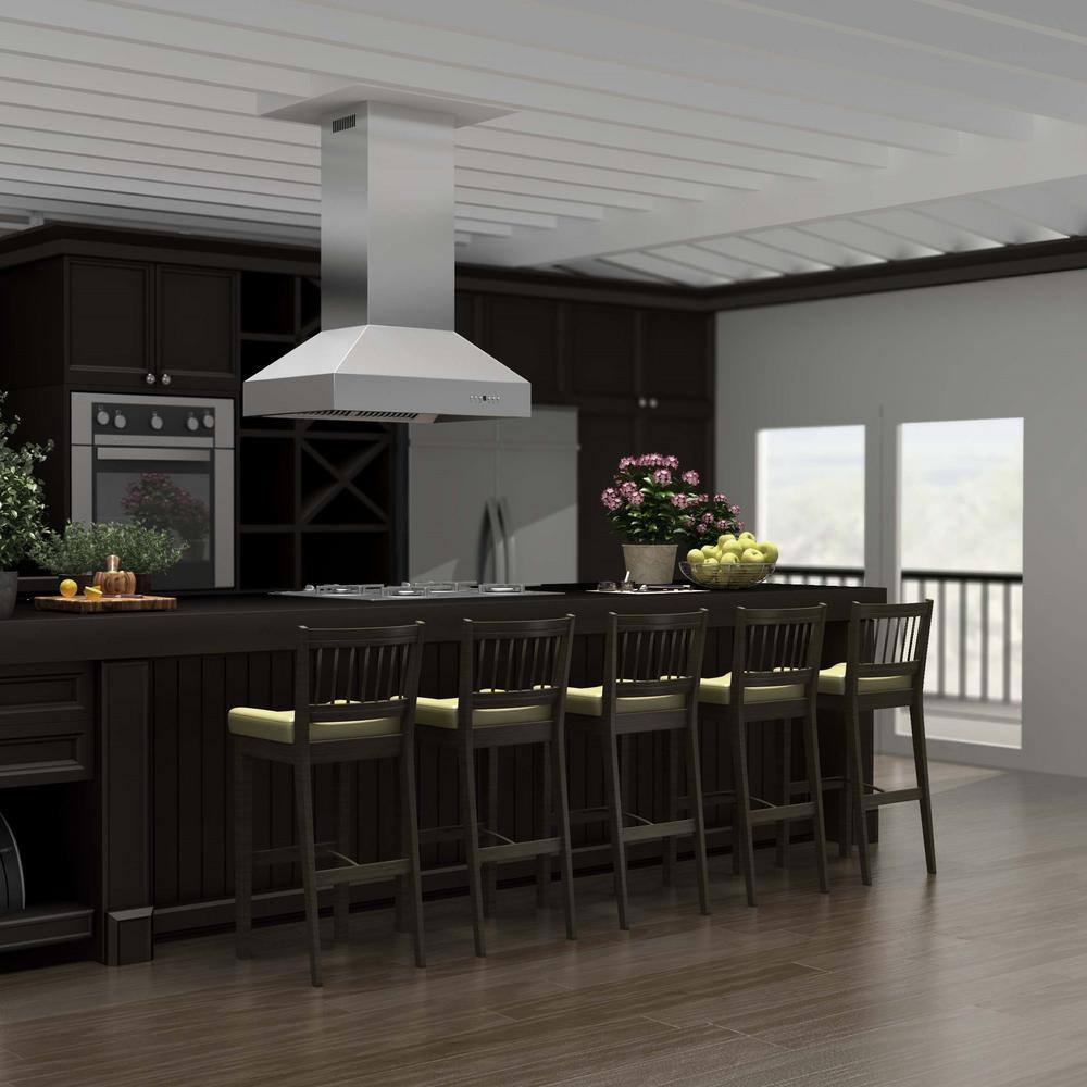 36" Stainless Steel Island Range Hood with LED Lighting