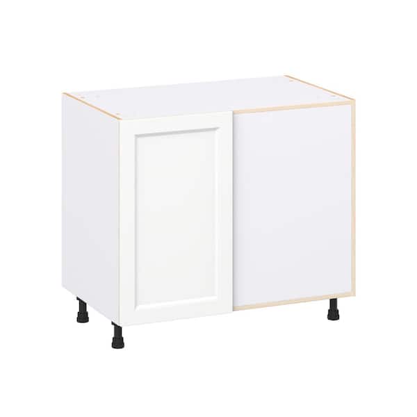 Laramie 39 in. W x 24 in. D x 34.5 in. H Assembled Right Blind Corner Kitchen Cabinet in Painted Bright White