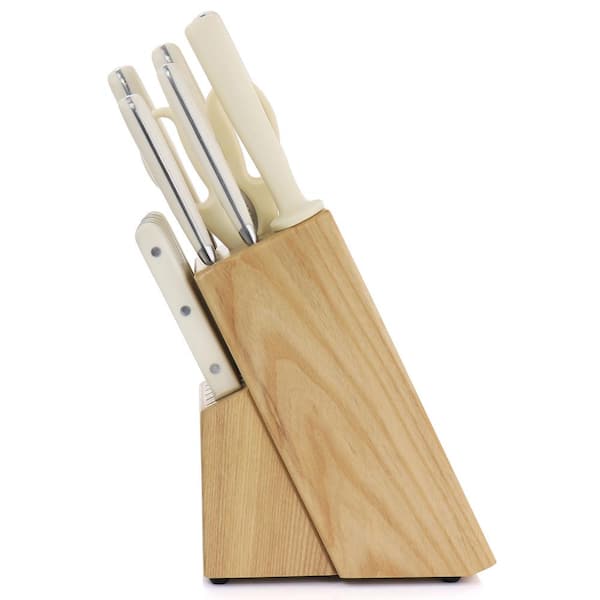 Essential Ruxton 14 Piece Stainless Steel Knife and Block Set in Cream