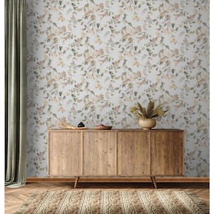 Flora Collection Beige Summer Floral Bouquet Matte Finish Non-Pasted Vinyl on Non-Woven Wallpaper Sample