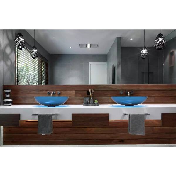 Unbranded - Blue Stone Resin Round Bathroom Vessel Sink with Pop-Up Drain, Modern Above Counter Bathroom Lavatory Vanity Vessel Sink