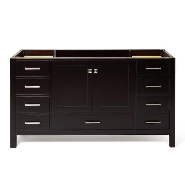 ARIEL Cambridge 60 in. W x 21.5 in. D x 34.5 in. H Freestanding Bath Vanity Cabinet Only in Espresso