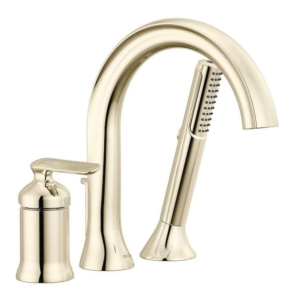 Bonacci 1-Handle Roman Tub Trim in Lumicoat Polished Nickel with Hand Shower (Valve Not Included)