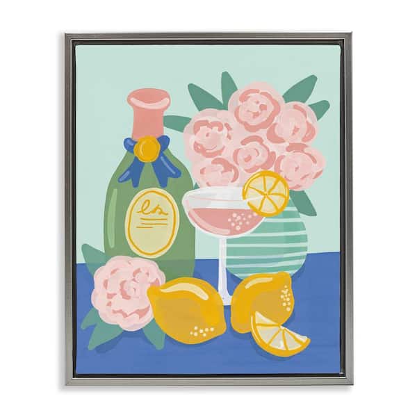 Stupell Industries Lemons and Drinks Still Life by Kristina Hultkrantz Gray Floater Frame Food Graphic Art Print 21 in. x 17 in.