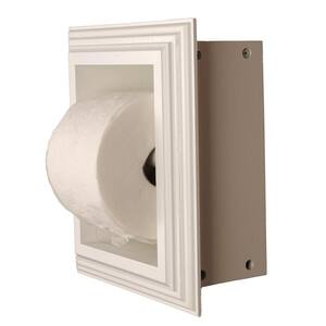 Newton Recessed Toilet Paper Holder in White with Newport Frame