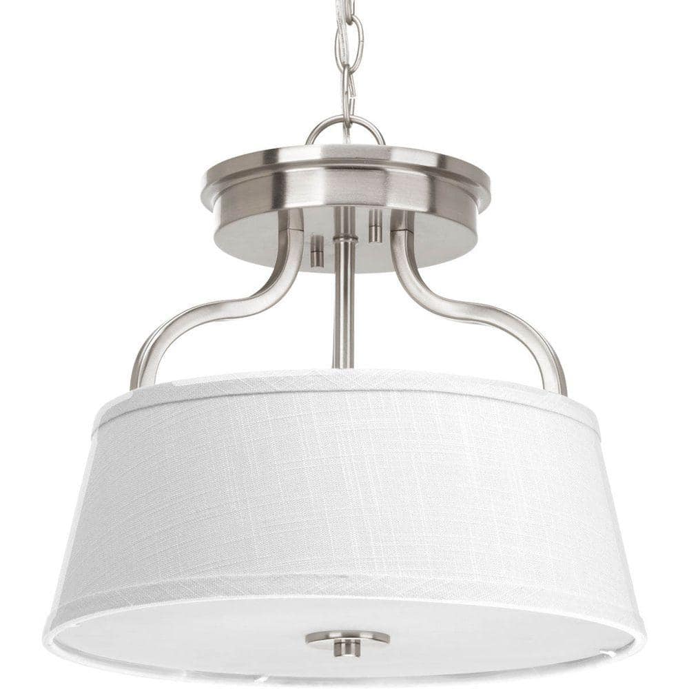 Brushed Nickel Drum Semi-Flush Convertible Light