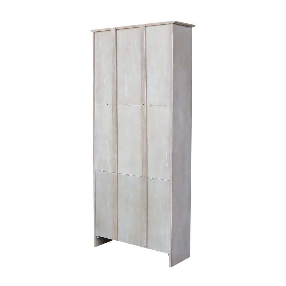 Washed Gray Taupe 72" Solid Wood Bookcase with Doors