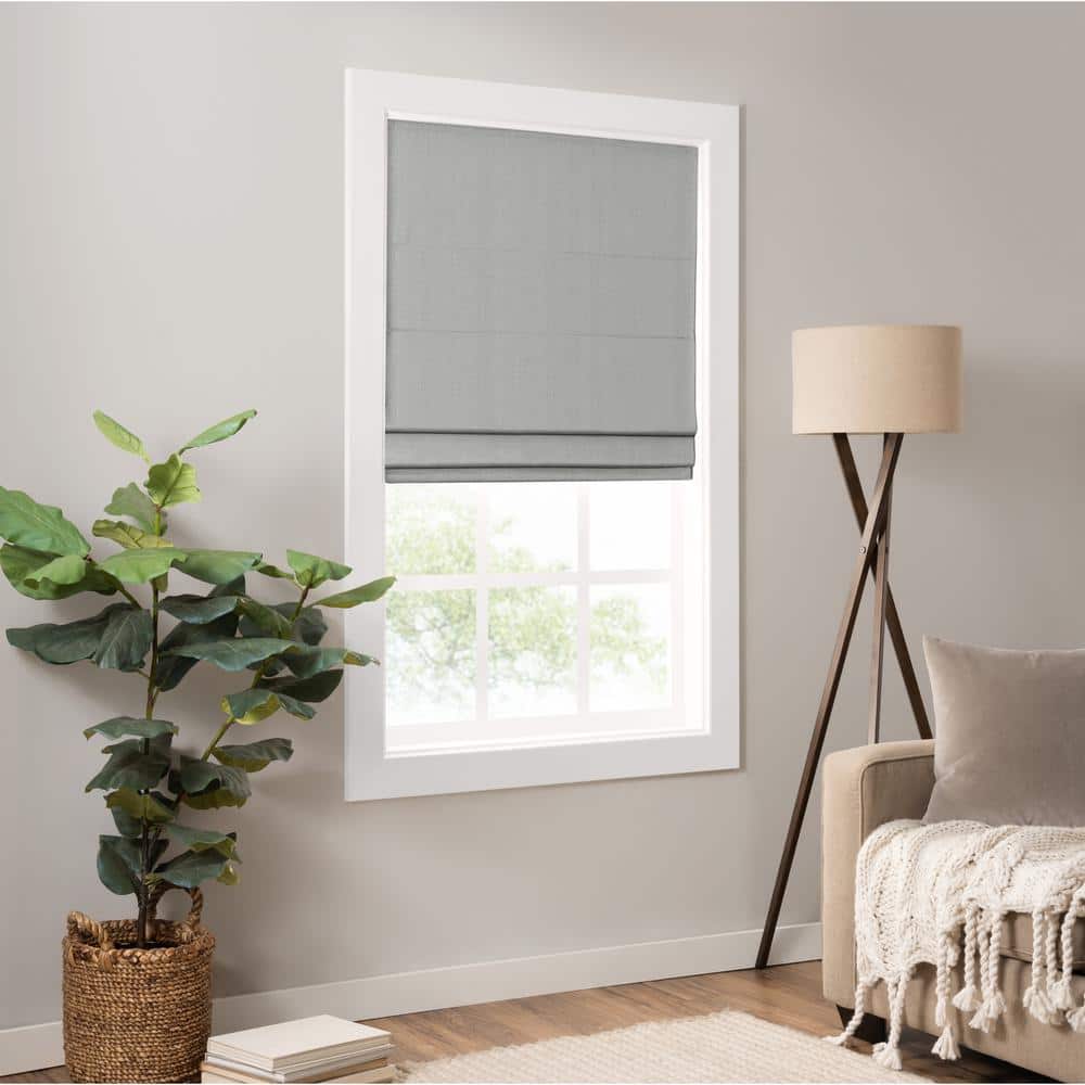 Gray Cordless Room Darkening Roman Shade 27" x 64"