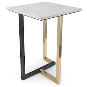 Rendal Modern 15 in. Wide Metal Marble Side Table in White