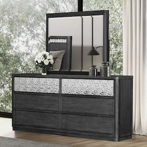 Hairin Ash Gray 6-Drawer 72 in. Dresser with Mirror