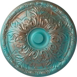 15-3/4 in. x 5/8 in. Granada Urethane Ceiling Medallion (Fits Canopies upto 4-1/4 in.), Copper Green Patina