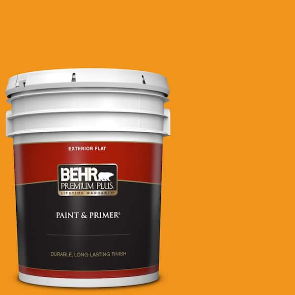 BEHR PREMIUM PLUS 5 gal. #290B-7 Yam Flat Exterior Paint & Primer