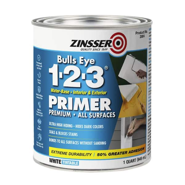 Zinsser Bulls Eye 1-2-3 1 qt. White Water-Based Interior/Exterior Primer and Sealer (6-Pack)