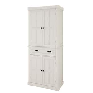 30 in. W x 16 in. D x 72 in. H in White MDF Ready to Assemble Floor Base Kitchen Cabinet with Shelves for Dining Room