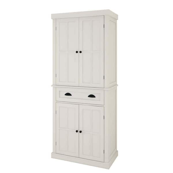 Unbranded 30 in. W x 16 in. D x 72 in. H in White MDF Ready to Assemble Floor Base Kitchen Cabinet with Shelves for Dining Room