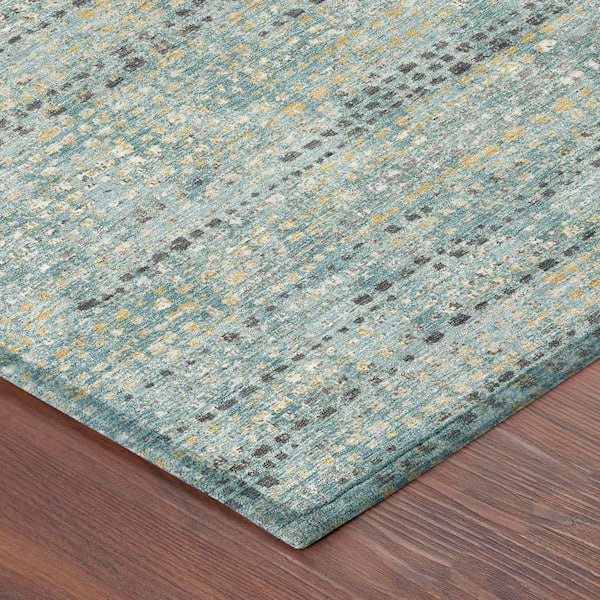 Chantille Machine Washable Indoor/Outdoor Abstract ACN2641 Teal 9 ft. x 12 ft. Area Rug