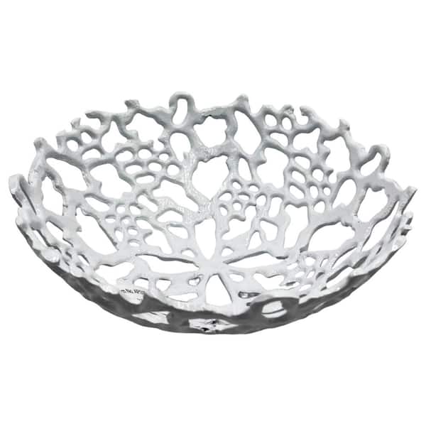 White 12 in. x 12 in. Aluminum Nest Metal Fruit Bowl