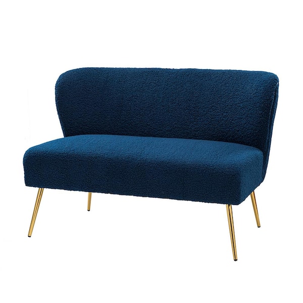JAYDEN CREATION Eumelus 46.5 in. Navy Loveseat with Metal Legs