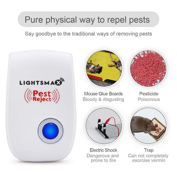 LIGHTSMAX Ultrasonic Electronic Indoor Pest Repeller - Black, Safe for  Pets & Kids, Roaches, Mosquitos, Spiders, Ants