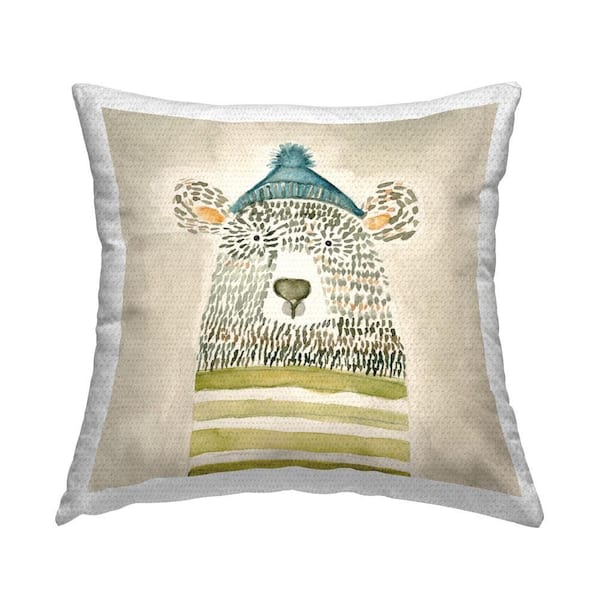 Stupell Industries Abstract Bear in Hat Outdoor Printed Throw Pillow by Natalie Timbrook