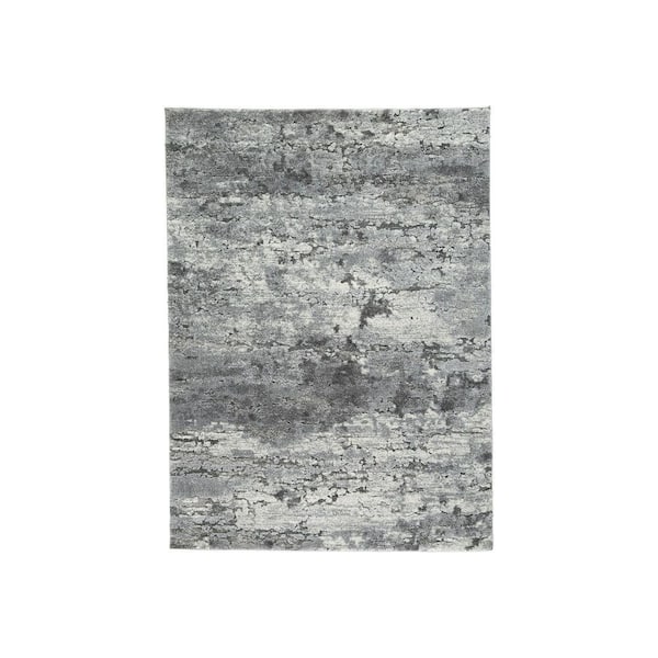 Benjara Modern Black, Cream and Gray 8 ft. x 10 ft. Stone Art Design Polypropylene Fabric Area Rug