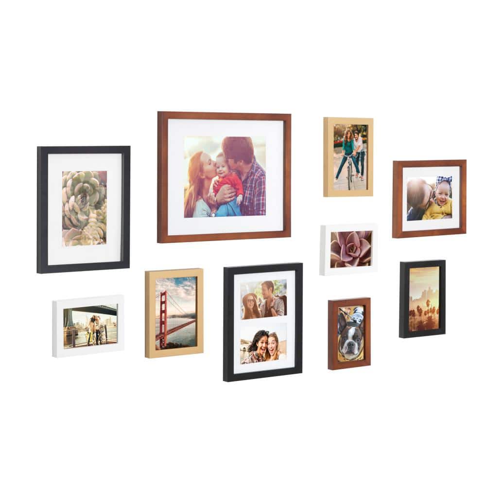 Classic Mid-Century Modern Walnut Wood Wall Frame Gallery Set