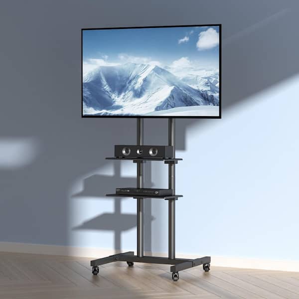 Mobile TV Stand, Mobile TV Cart for 32 in. to 70 in. TVs, Height Adjustable Portable TV Stand with Wheels