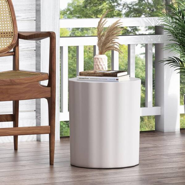 Outdoor Magnesium Oxide Cylinder Side Table-Weather-Resistant for