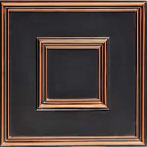 Town Square Antique Copper 2 ft. x 2 ft. PVC Glue-up or Lay-in Faux Tin Ceiling Tile (40 sq. ft./case)
