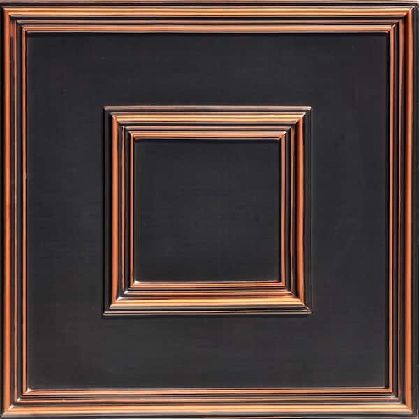 Town Square Antique Copper 2 ft. x 2 ft. PVC Glue-up or Lay-in Faux Tin Ceiling Tile (40 sq. ft./case)