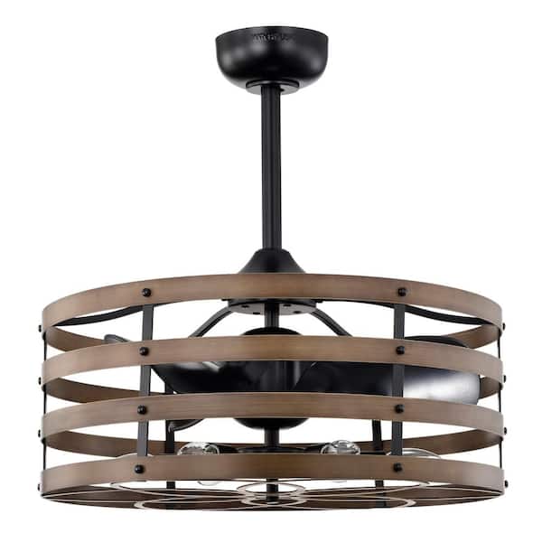 Warehouse of Tiffany Alaina 24.6 in. Indoor Black and Brown Finish Ceiling Fan with Light Kit and Remote Included