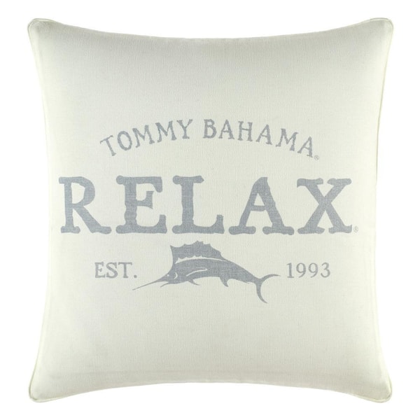 Relax Gray Graphic Cotton 18 in. x 18 in. Throw Pillow
