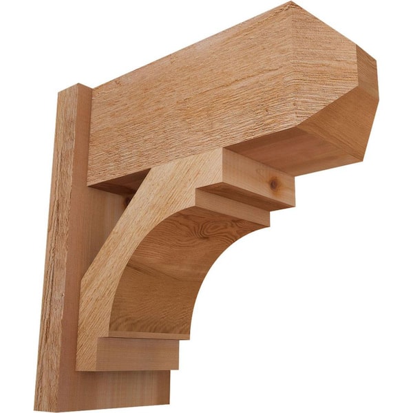 Ekena Millwork 8 in. x 18 in. x 18 in. Merced Craftsman Rough Sawn Western Red Cedar Outlooker