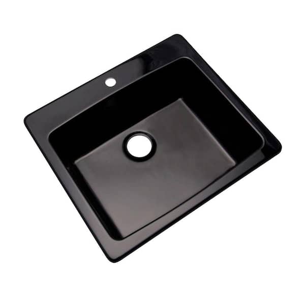 Mont Blanc Northbrook Dual Mount Composite Granite 25 in. 1-Hole Single Bowl Kitchen Sink in Black