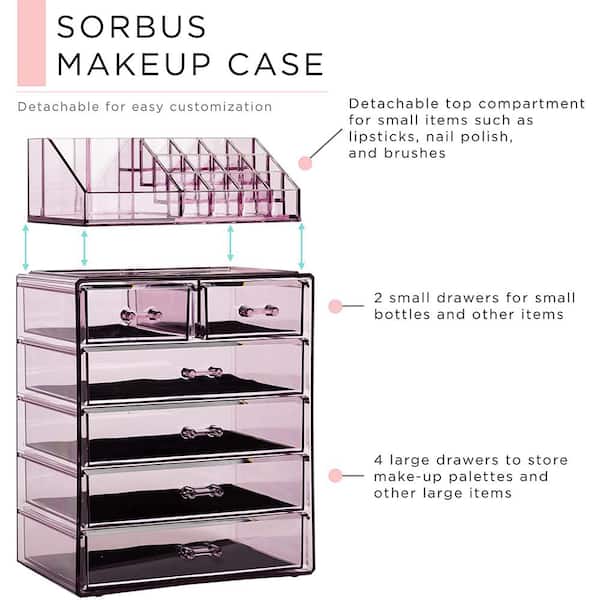 Sorbus Acrylic Cosmetic Makeup & Jewelry Storage Case, Purple